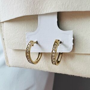 Natural Diamond Mini Hoop Earrings in 18k Yellow Gold